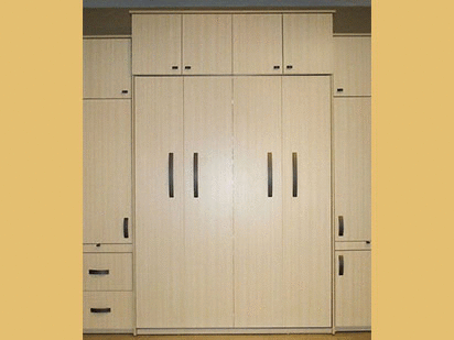 Contemporary style Queen size Murphy Bed with side and upper cabinets