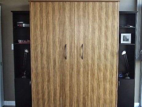 Queen size Murphy Bed & Black Satin side cabinets
